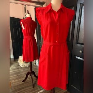 Monteau Sleeveless Red Button-Up Dress